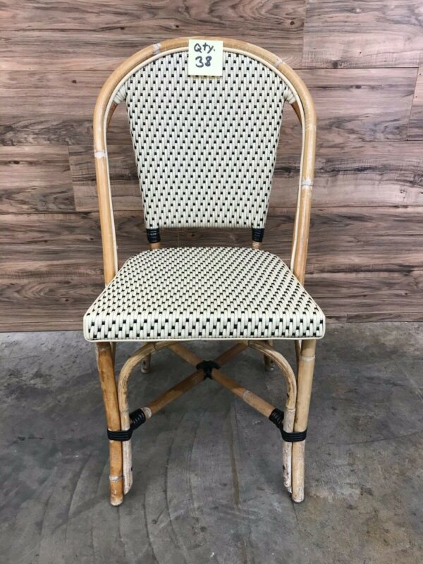 Restaurant Style / Patio Dolly Stacking Wicker Chair with Bamboo Construction