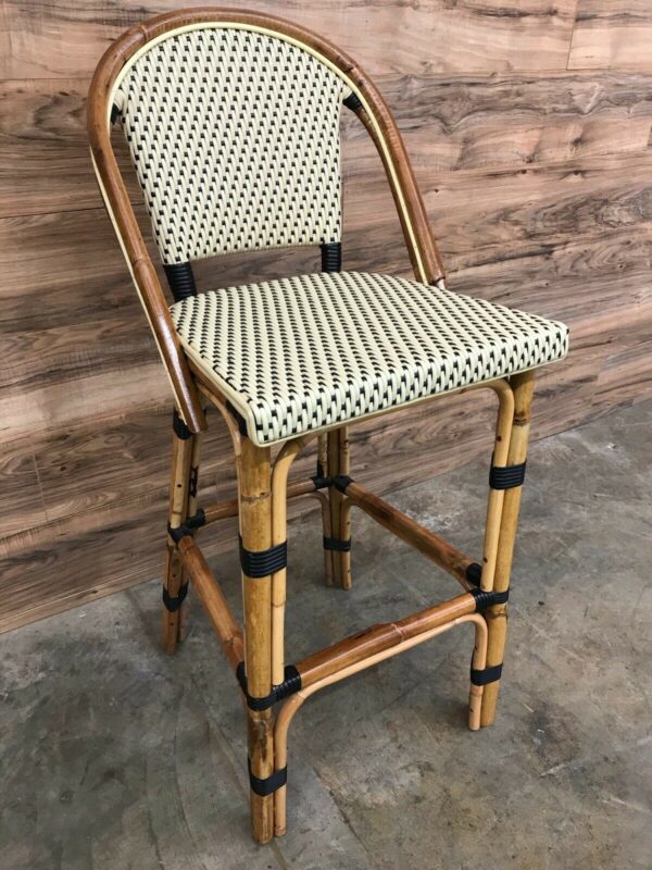 Restaurant Style / Patio Stacking Wicker Bar Stool with Bamboo Construction