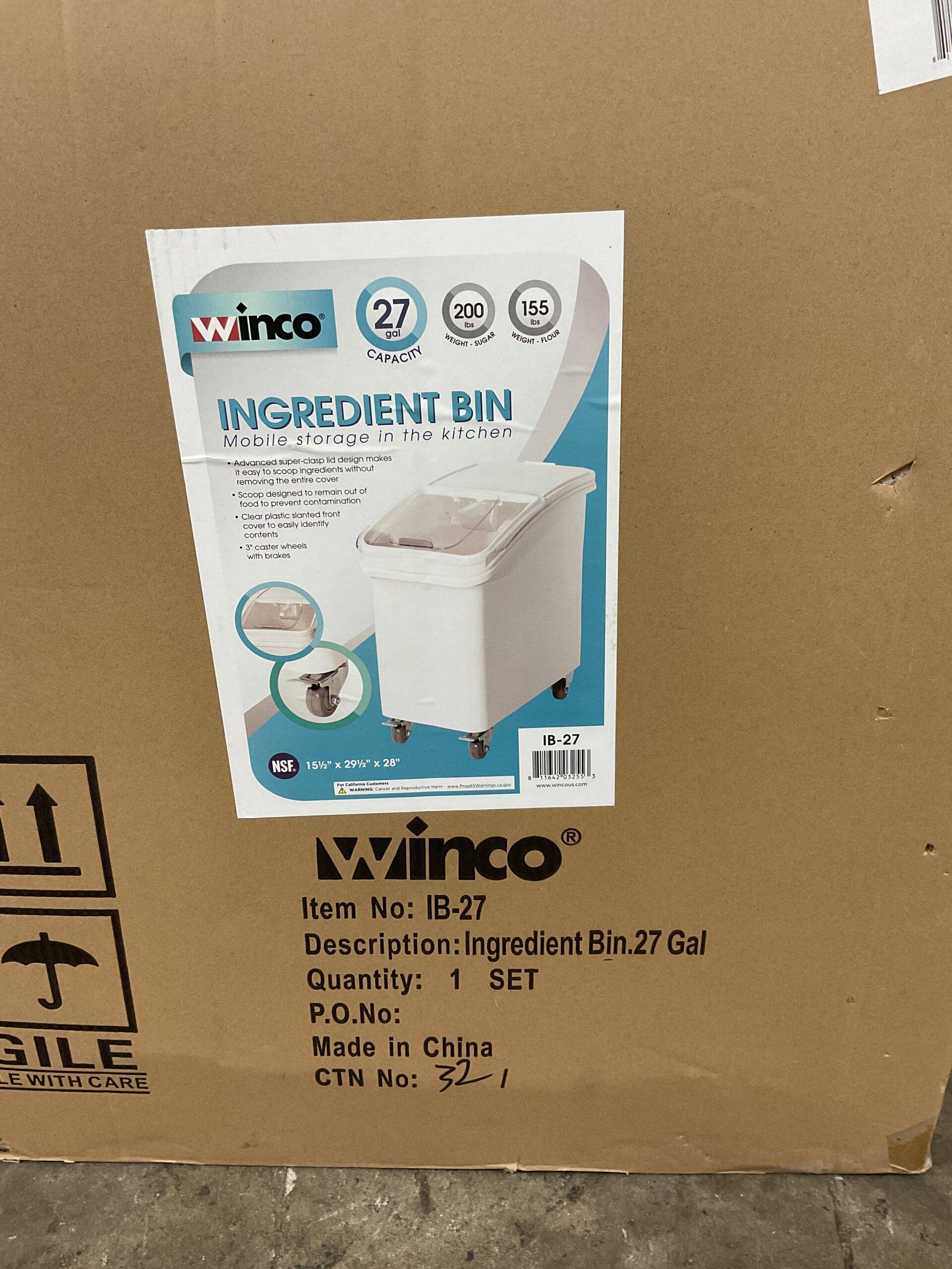 Winco IB-27 27 Gallon Sliding Lid Dry Ingredient Storage Bin
